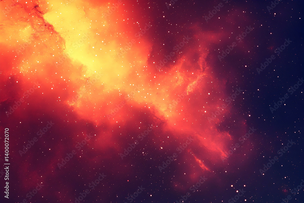Poster a vibrant display of a fiery nebula in deep space.