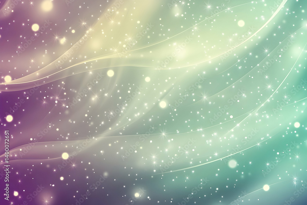 Aufkleber a soft, ethereal background with shimmering, flowing lines and sparkling particles.