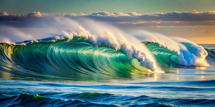 Waves rolling in perfect symmetry toward the horizon