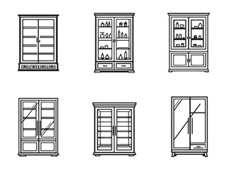 Modern Display Cabinet Black Line Art