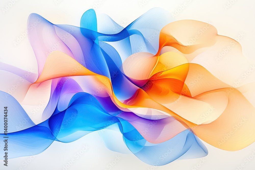 Poster Abstract fluid design with vibrant light streaks in dynamic translucent colors with digital wave patterns for futuristic visual backgrounds