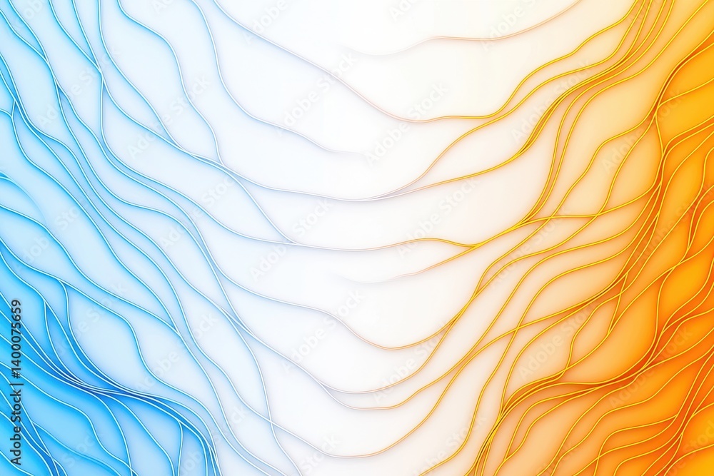 Poster abstract wavy blue and white light trails on smooth gradient surface representing dynamic movement e