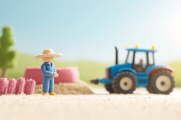 Farmer in field with tractor nearby