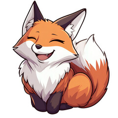 Obraz premium Cute cartoon fox smiling digital illustration whimsical style bright colors playful mood