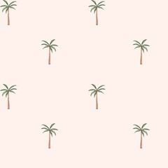 Repeated pattern of palm trees on a light background for tropical-themed design projects and decor