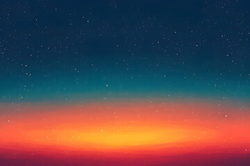 A vibrant sunset transition into a starry night sky.