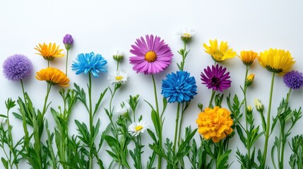 Vibrant bunch of beautiful mixed flowers displaying a colorful arrangement for decorative purposes on a bright background