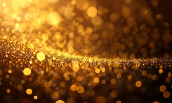 Golden glittering sparkles abstract background motion, luxury and festive feel, bokeh