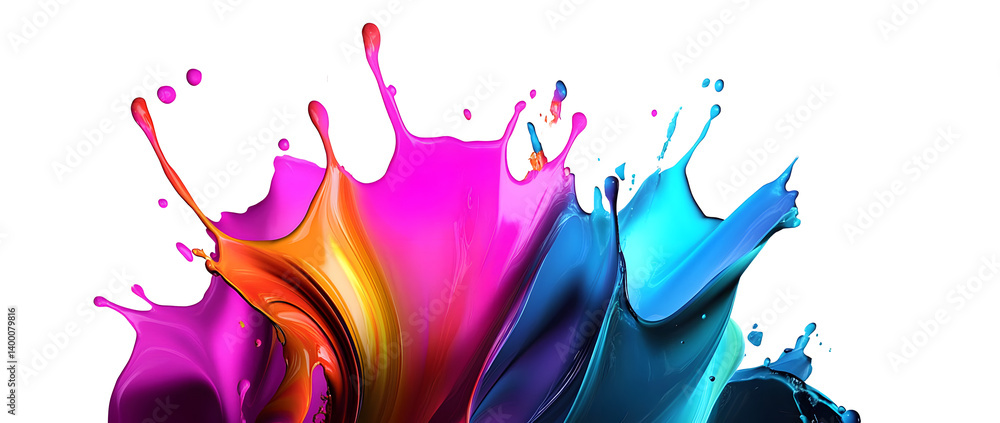 Poster colorful paint splash. isolated design element on the transparent background. generative ai.