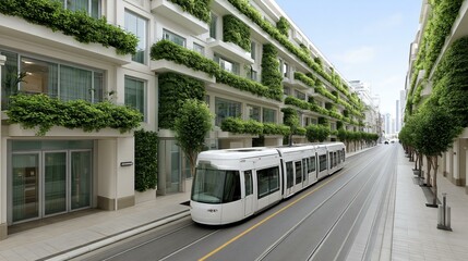 Naklejka premium Urban view with lush green spaces, smart energy grids, and innovative waste management systems focused on environmental responsibility