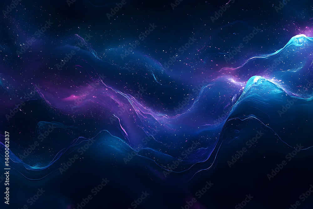 Poster a mesmerizing abstract display of vibrant cosmic waves in deep space.