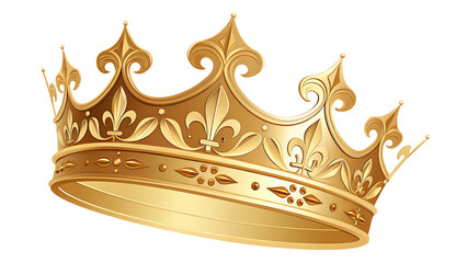 Golden Royal Crown with Fleur-de-Lis Ornament - Vector Illustration.