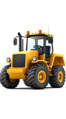 Naklejka premium a cartoon grader for kids clipart, playful construction vehicle, bright colors, isolated on white background