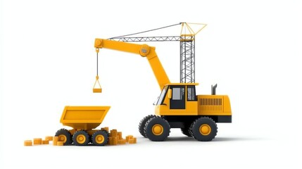 a construction game crane clipart, kids educational toy, playful vector, isolated on white background