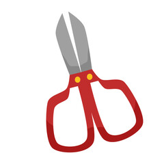 Red-Handled Scissors with Pointed Blades, Isolated on White