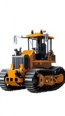 a futuristic robotic grader clipart, scifi infrastructure machine, metallic colors, isolated on white background