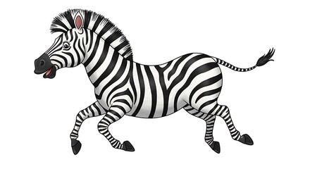 Vibrant Digital Illustration of a Running Zebra AI Generated