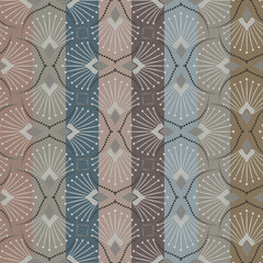 Stylish Seamless art deco pattern on a striped background.