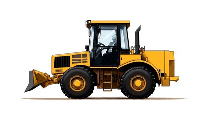 Fototapeta premium a grader under maintenance clipart, repair workshop scene, neat line art, isolated on white background