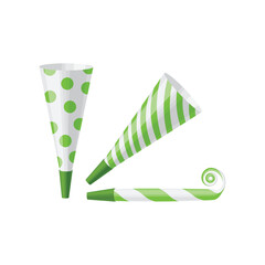 Pipe horn for parties. Colorful horns and pipes for parties. A festive accessory. Party supplies. Vector illustration