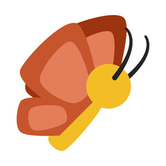 Abstract Rusty-Orange Butterfly Icon, Simple Flat Design