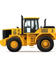 Fototapeta premium a grader with open engine panel clipart, mechanical detail view, flat technical style, isolated on white background