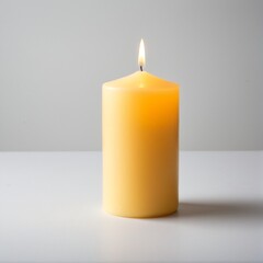 Warm Glow: A lit candle casting soft light and creating a serene ambiance against a minimalist background, embodying calm and peacefulness.