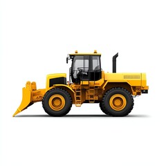 Naklejka premium a yellow motor grader clipart, road construction vehicle, 3D vector style, bold tones, isolated on white background