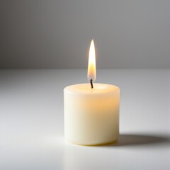 Simple Elegance: A Luminous Candle Casting a Gentle Glow in a Serene, Minimalist Setting.