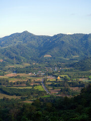 Mountain view and morning mist at Phu Langka
National Park, Phayao Province, Thailand.