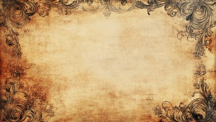 Antique parchment paper with ornate border