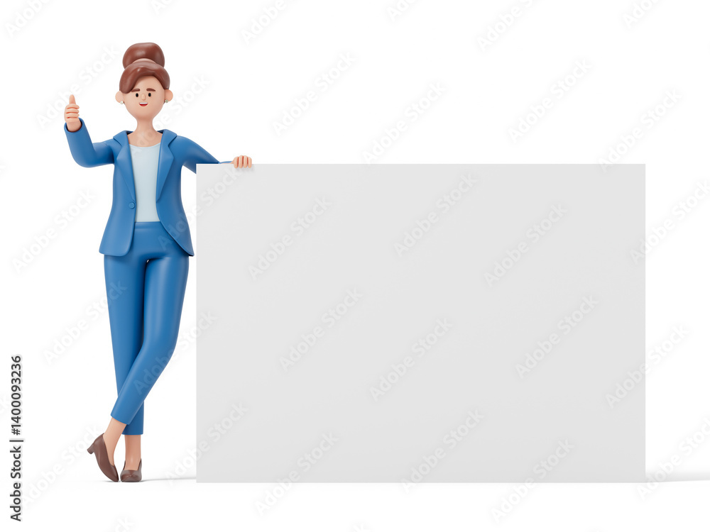 Poster 3d people holding an empty white board for insert a concept.3d rendering,conceptual image. isolated 