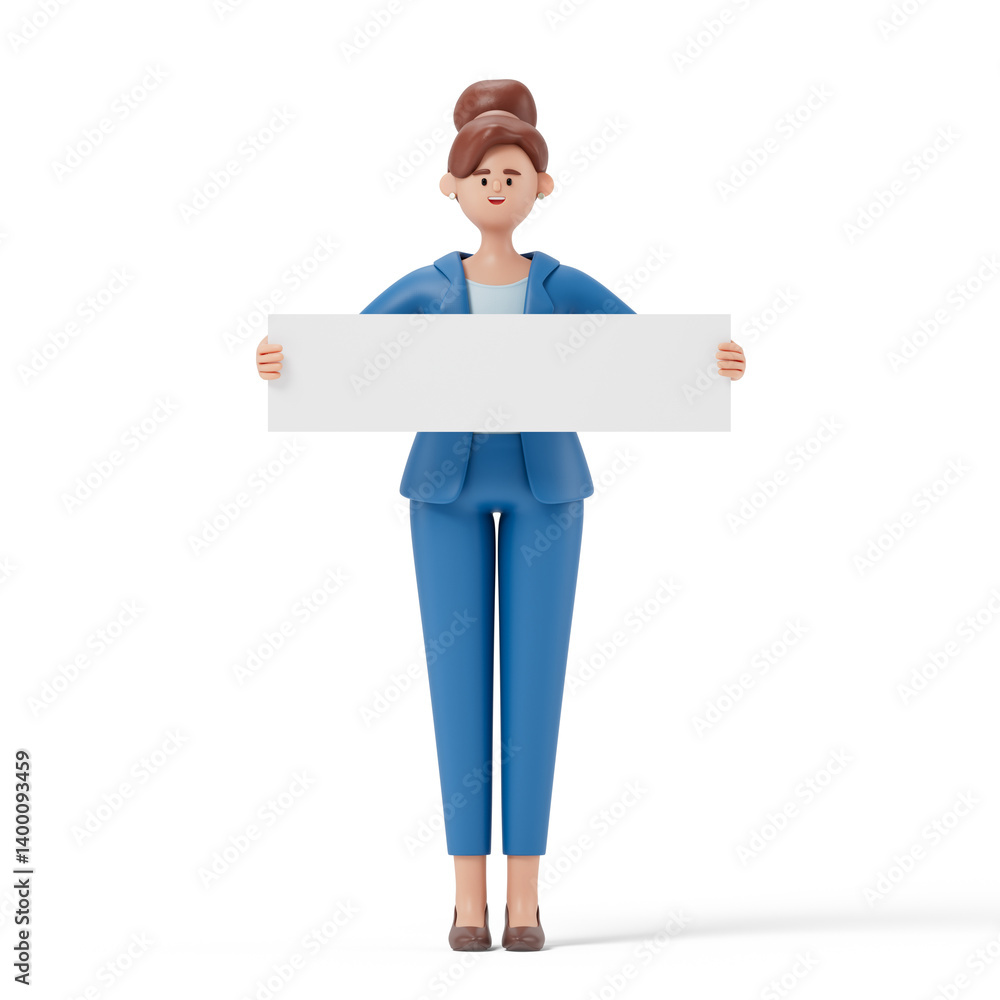 Poster 3d people holding an empty white board for insert a concept.3d rendering,conceptual image. isolated 