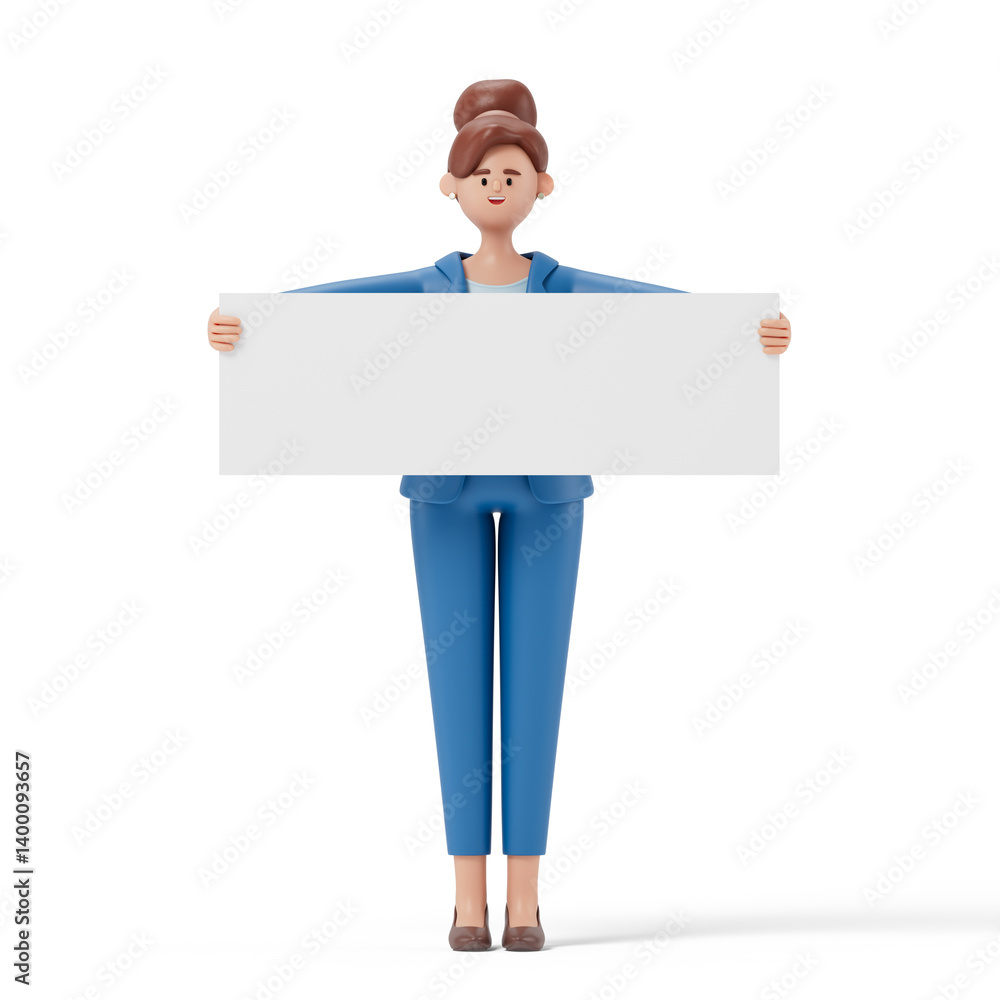 Poster 3d people holding an empty white board for insert a concept.3d rendering,conceptual image. isolated 