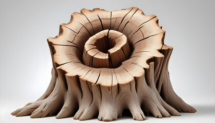 Obraz premium Intricate wooden tree stump with mesmerizing swirling pattern, captured in exquisite detail.