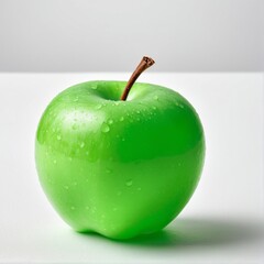 Pristine Green Apple Delight: A Refreshing Still Life with Gentle Water Droplets on a Juicy Fruit Surface.