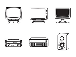 Media Console Line Drawing Furniture Set