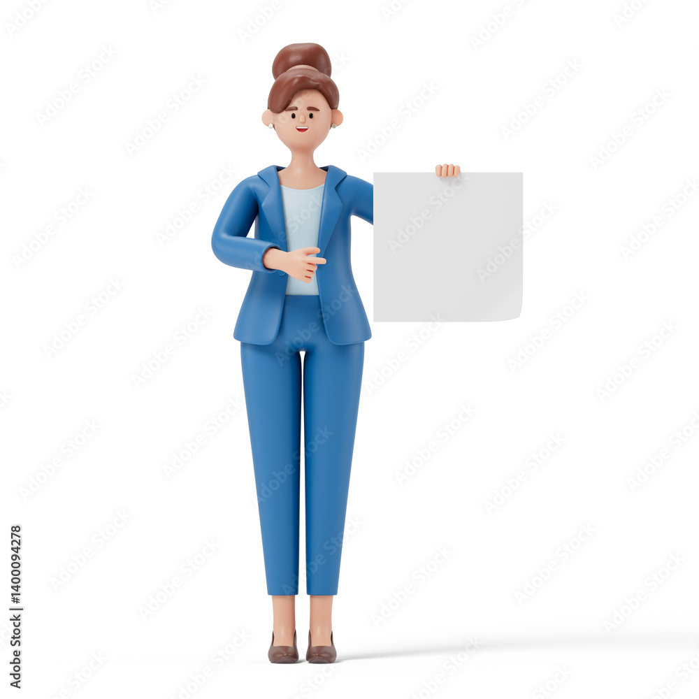 Poster 3d people holding an empty white board for insert a concept.3d rendering,conceptual image. isolated 