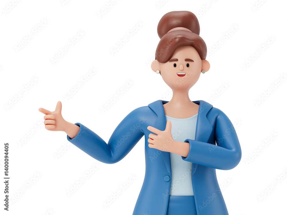 Poster the gesture of pointing to one side, it can be used to direct attention to something or someone, or 