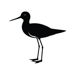 Sandpiper Silhouette Vector Art – Black and White Bird Illustration for Designers