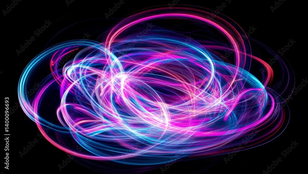 Fototapete abstract swirling light patterns of vibrant colors. intricate and dynamic lines create a mesmerizing