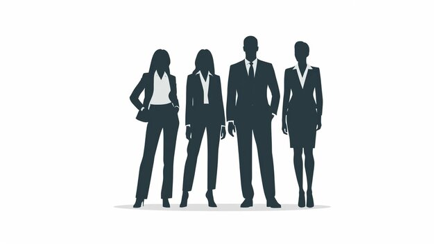 Silhouettes vectorielles business professionnels debout. Groupe hommes et femmes sur fond blanc.