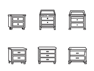 Obraz premium Nightstand Furniture Clean Sketch Set
