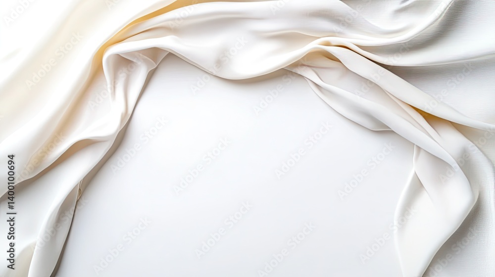 Poster elegant fabric texture display studio photography minimalist top-down soft white background
