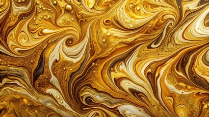 Abstract golden backdrop with metallic gold waves and fractal design