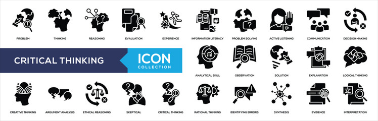 Critical Thinking Glyph Icon Collection