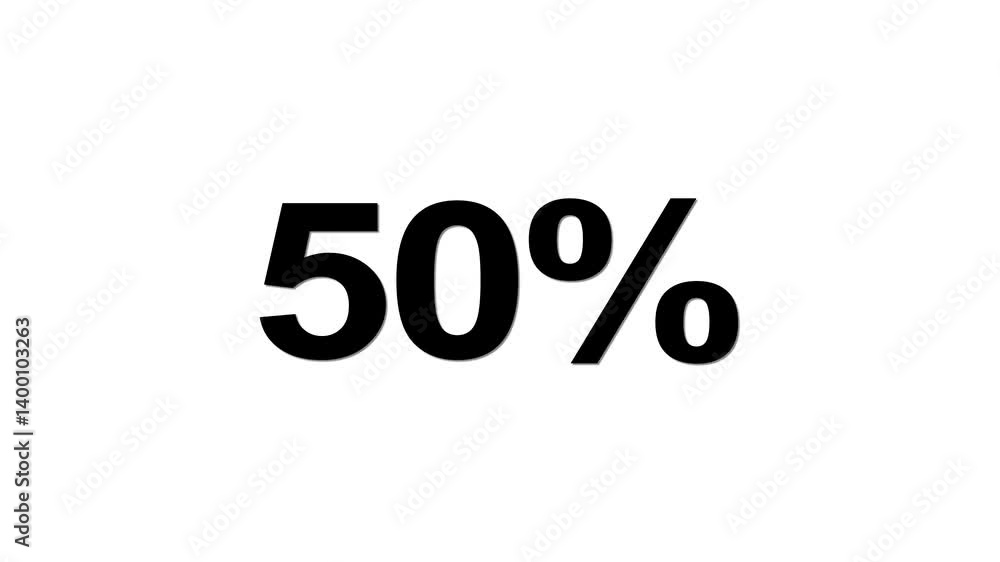 Poster animation of counting numbers from 0 to 100 percent,