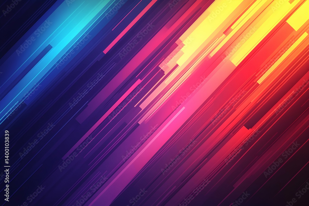 Poster a vibrant abstract design featuring diagonal lines of shifting colors.