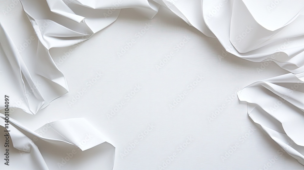 Aufkleber creative white background art with crumpled paper minimalist style studio setting close-up view