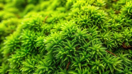 Fresh green grass and moss texture create a natural summer background with close-up leaf and plant details